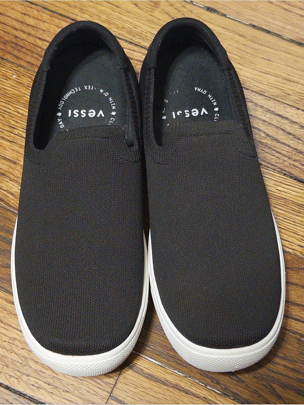 Vessi Boardwalk Slip-On Women’s 7 Boulder Black Waterproof Knit Sneakers